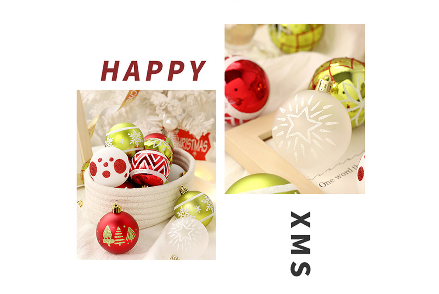 **16-Piece Red, Green, and White Christmas Ball Decoration Set**