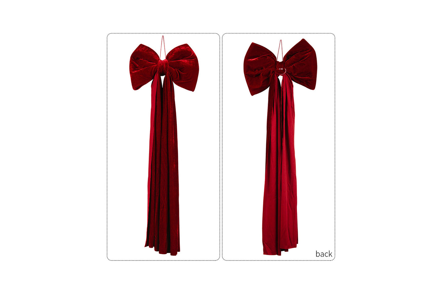 **Burgundy Fleece Christmas Bow Ornament (Multiple Sizes Available)**
