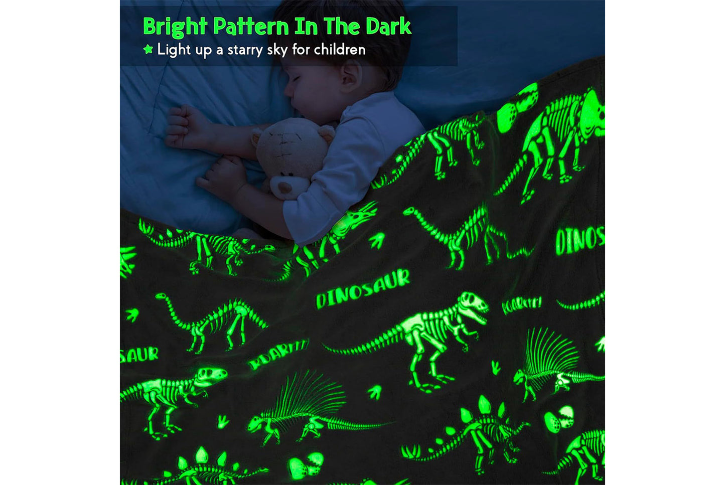 **Glow-in-the-Dark Flannel Blanket (Unicorn/Dinosaur/Butterfly Pattern)**