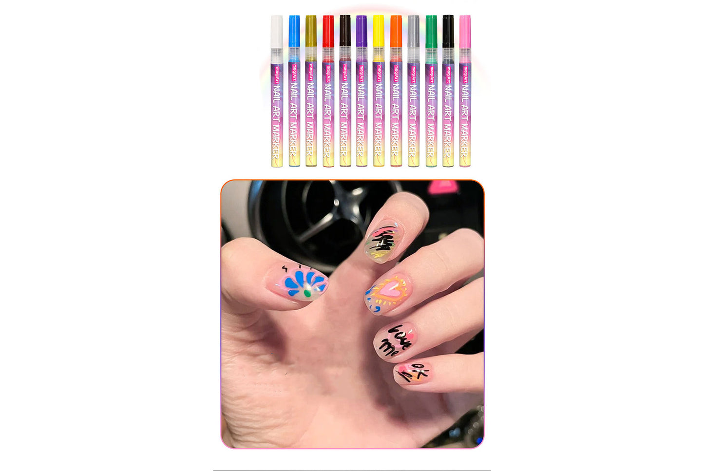 12-Color Nail Art Graffiti Pen Set