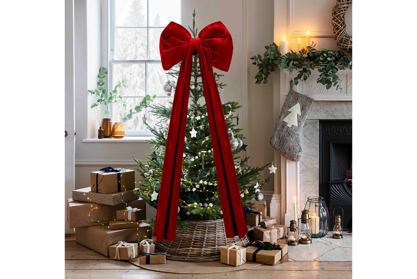 **Burgundy Fleece Christmas Bow Ornament (Multiple Sizes Available)**