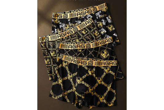 4-Pack - Black and Gold Men's Boxer Briefs