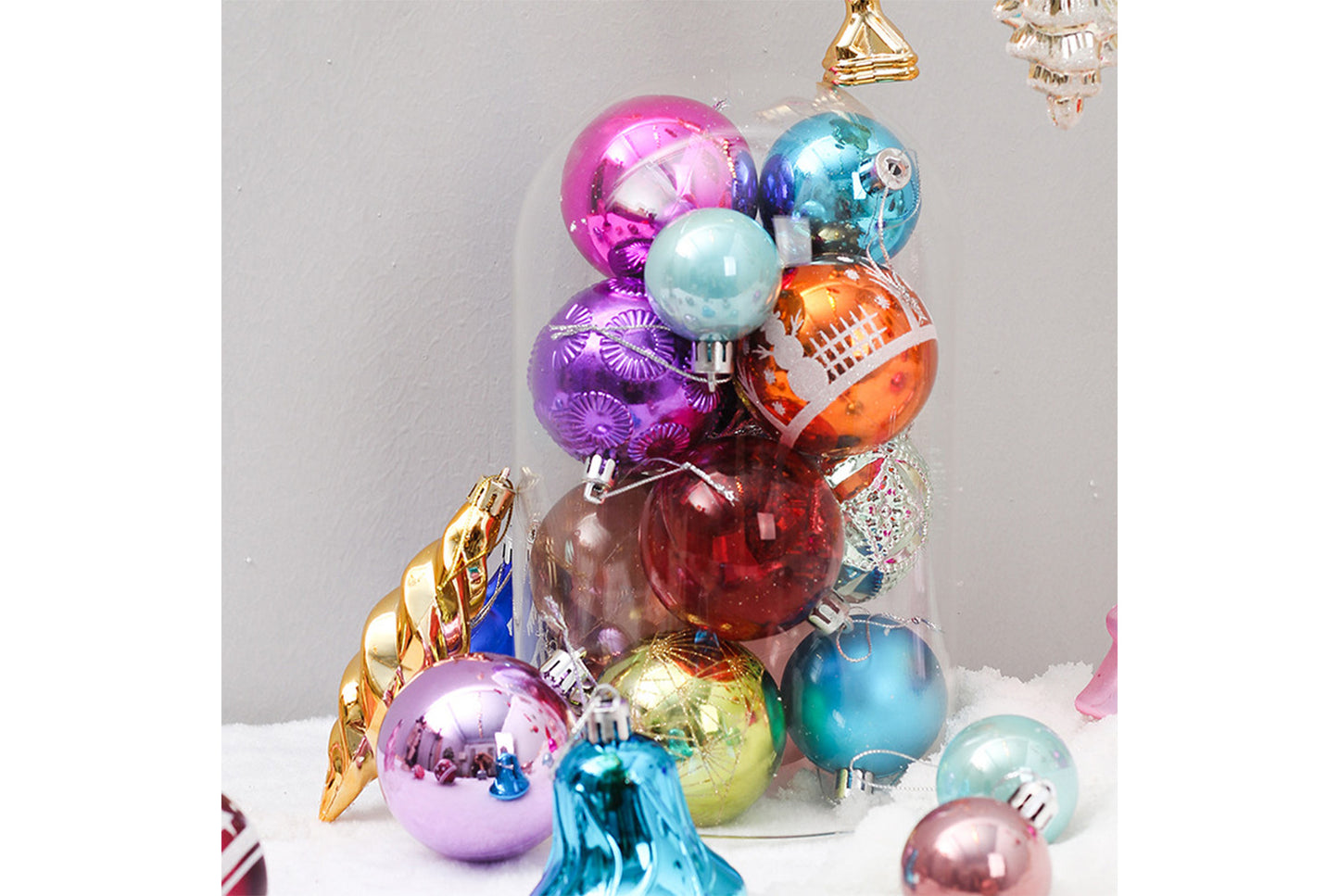 75 Randomly Painted Electroplated Christmas Ball Set