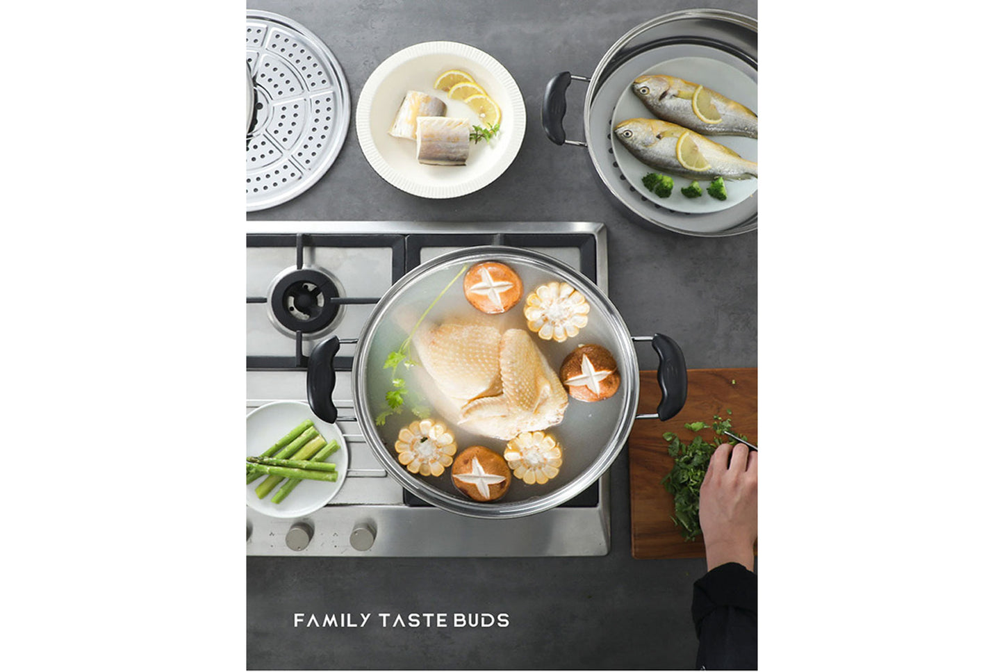 **Multi-Layer Stainless Steel Steamer (Double/Triple Layer Available)**