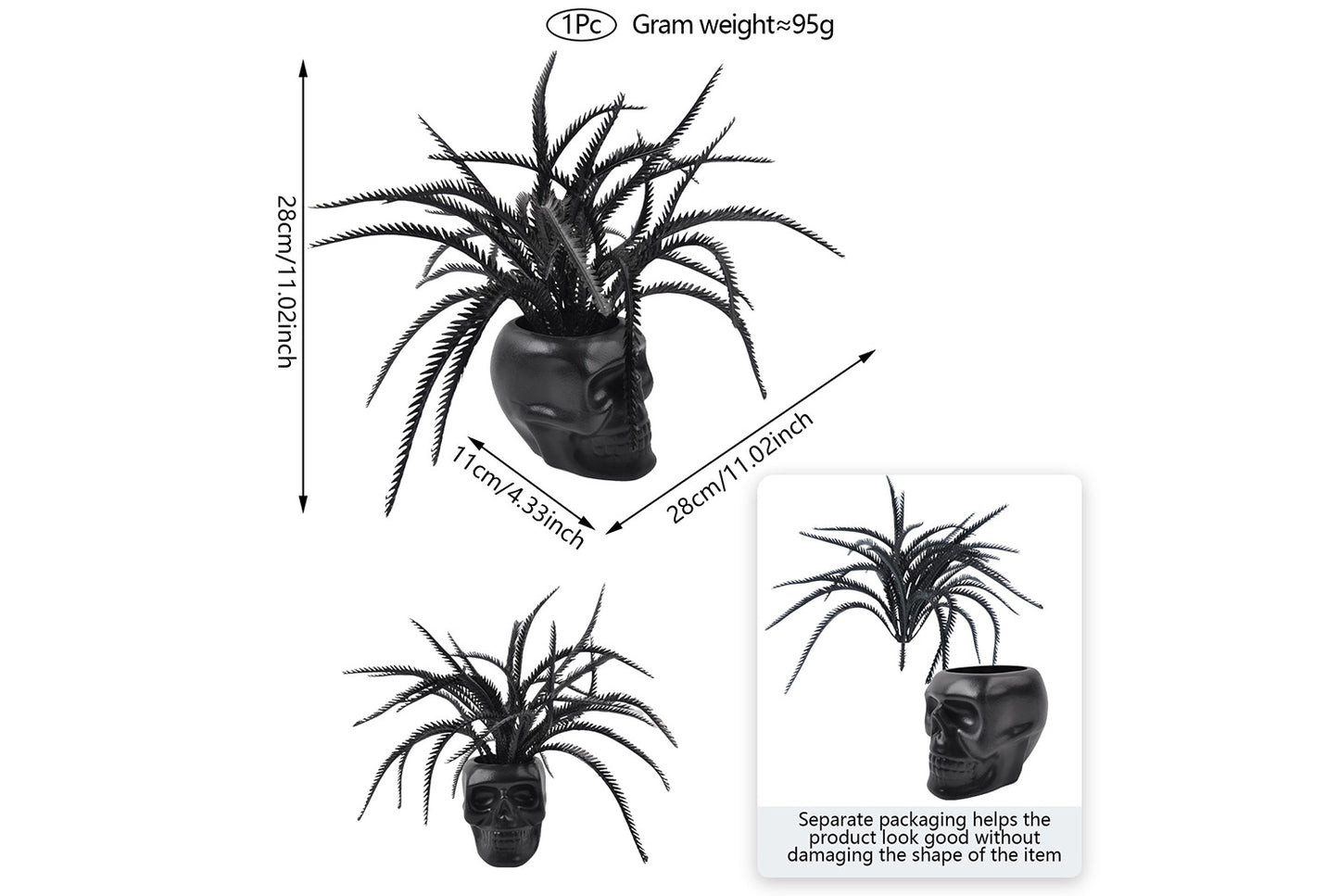 Halloween Simulated Plant Pots | Skull/White Pot/Succulent Series