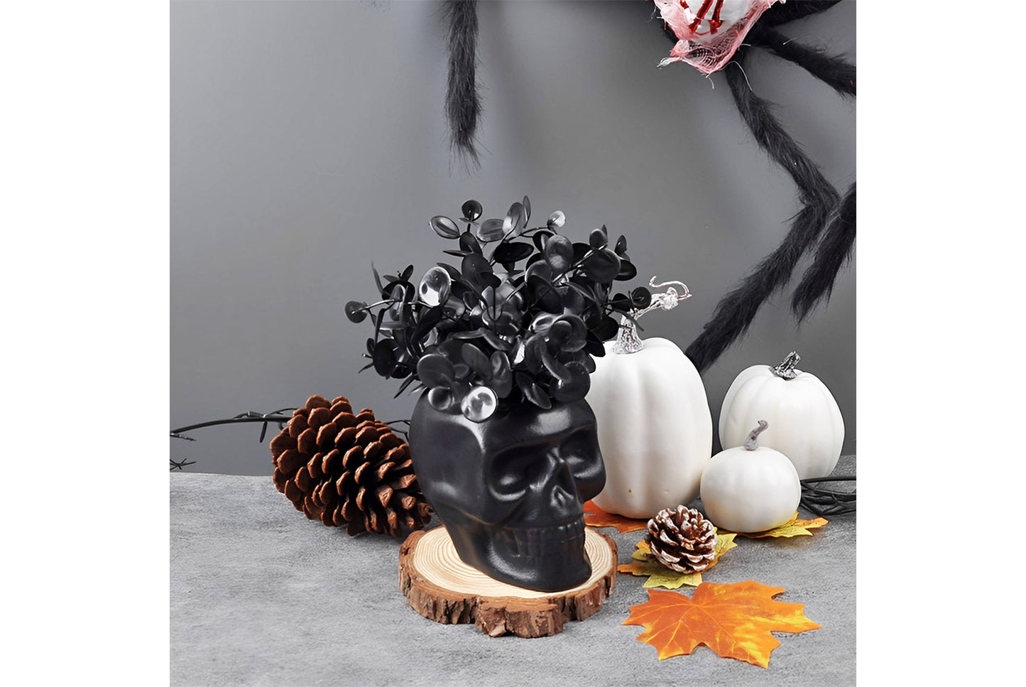 Halloween Simulated Plant Pots | Skull/White Pot/Succulent Series