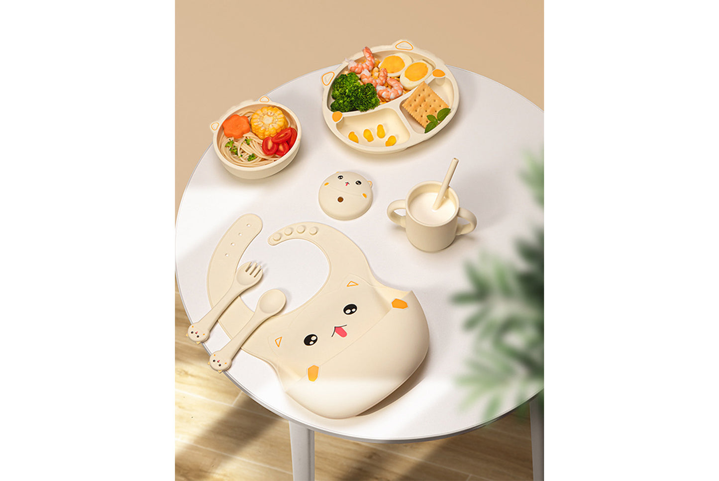 Cartoon Silicone Baby Plate Set | 3-Piece Set