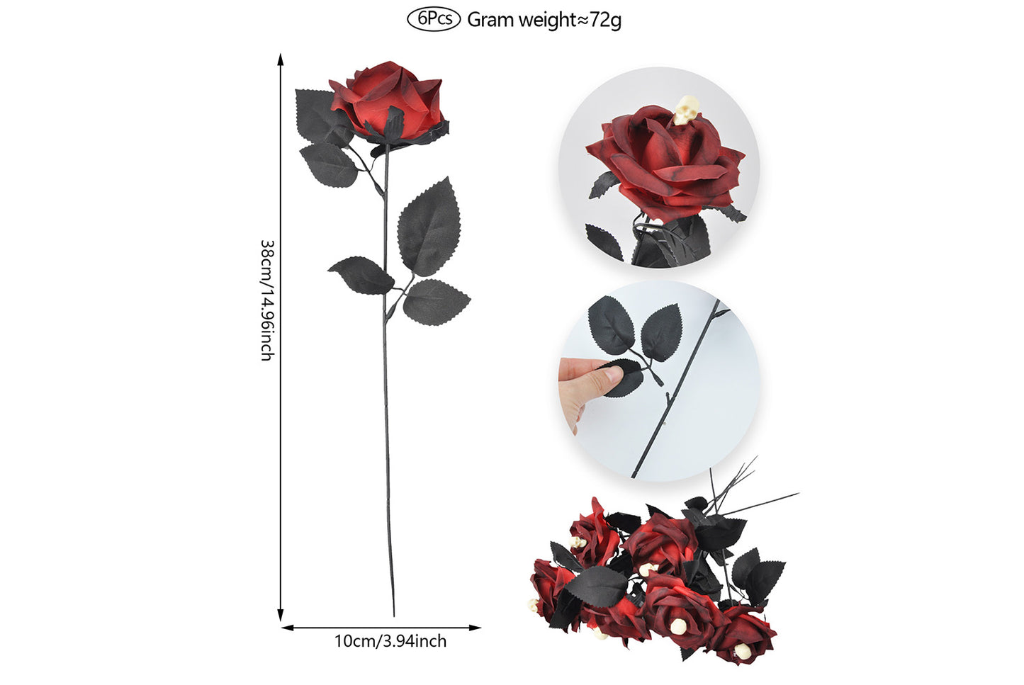 Halloween Scary Rose Decorations (10-Pack)
