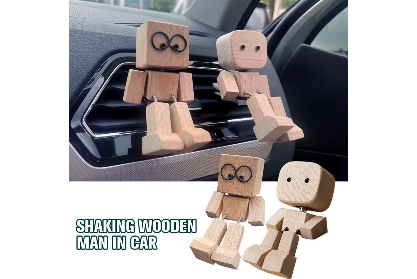 **Shaking Wooden Man Figurine | Shaking Wooden Man Car Decor**