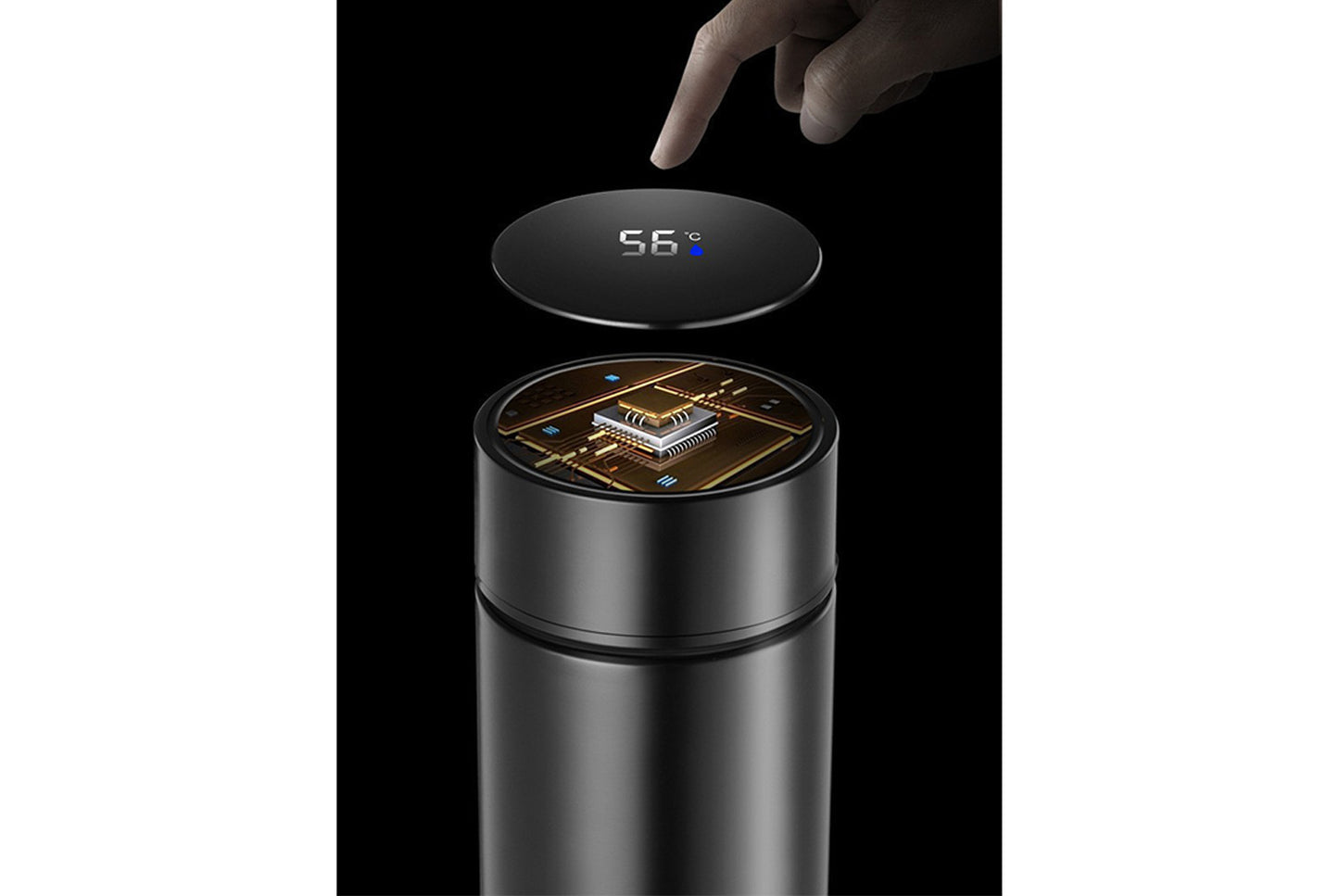 **304 Stainless Steel Smart Temperature-Insulated Water Bottle (Black 500ml)**