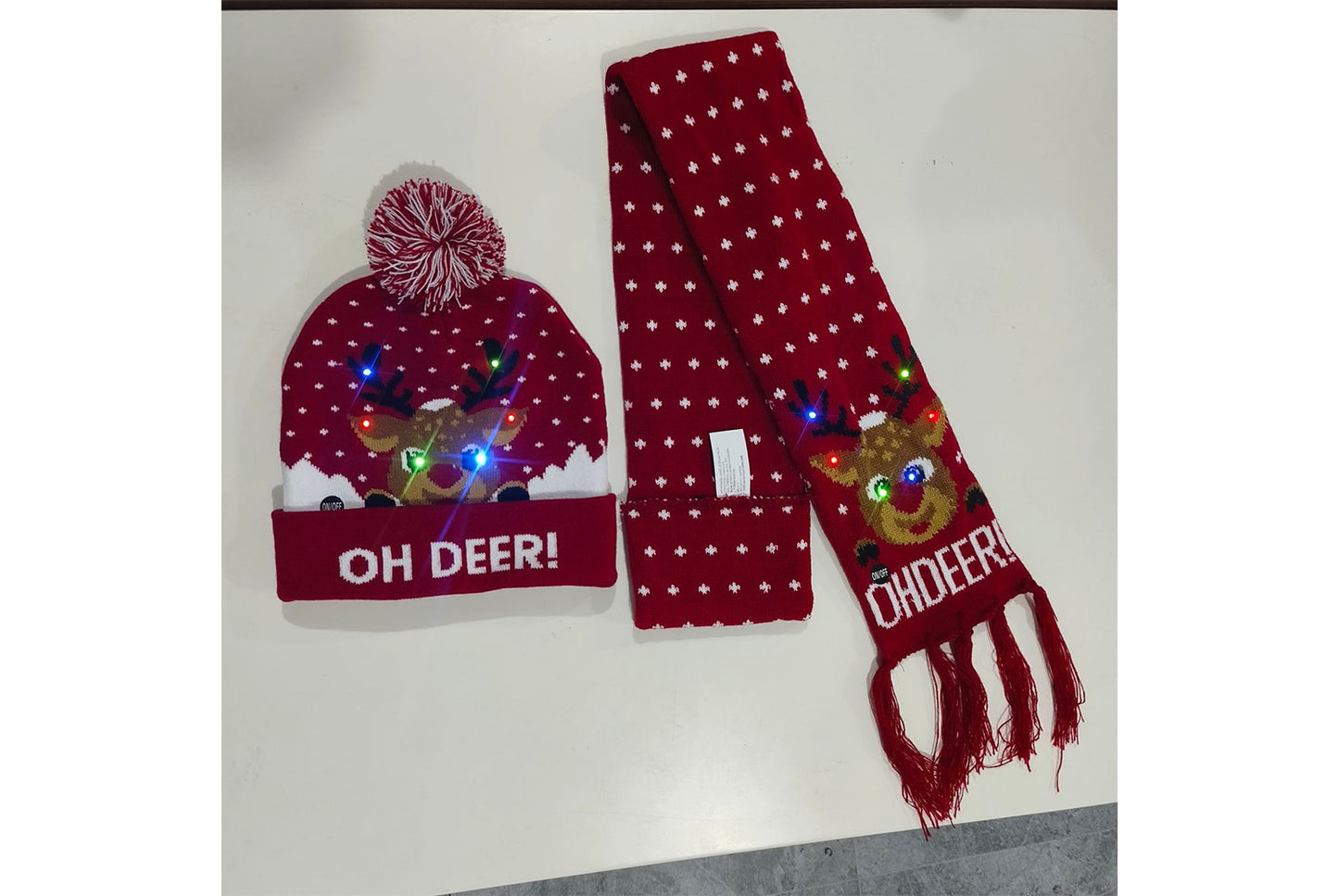 Christmas LED Jacquard Hat and Scarf Set