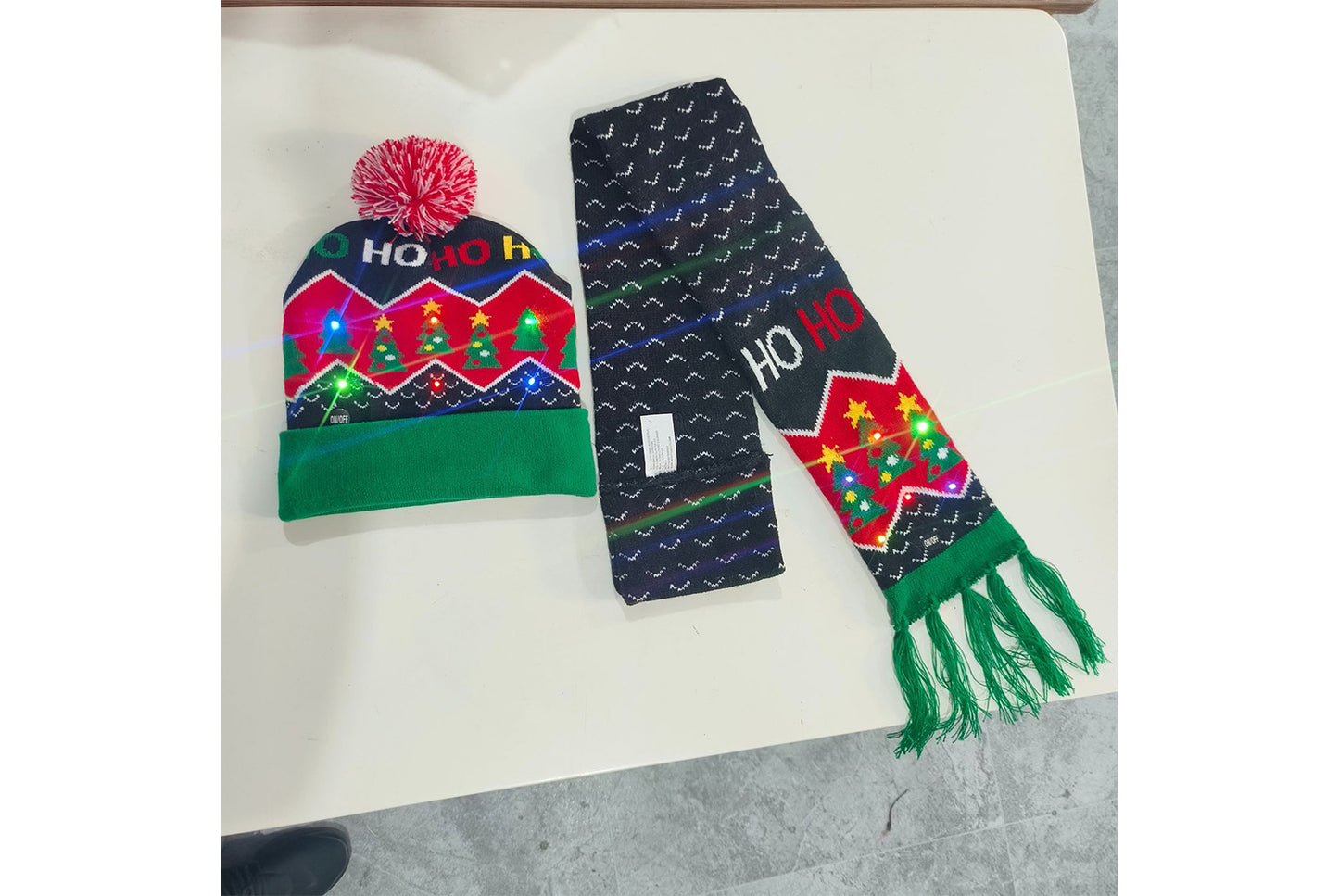Christmas LED Jacquard Hat and Scarf Set