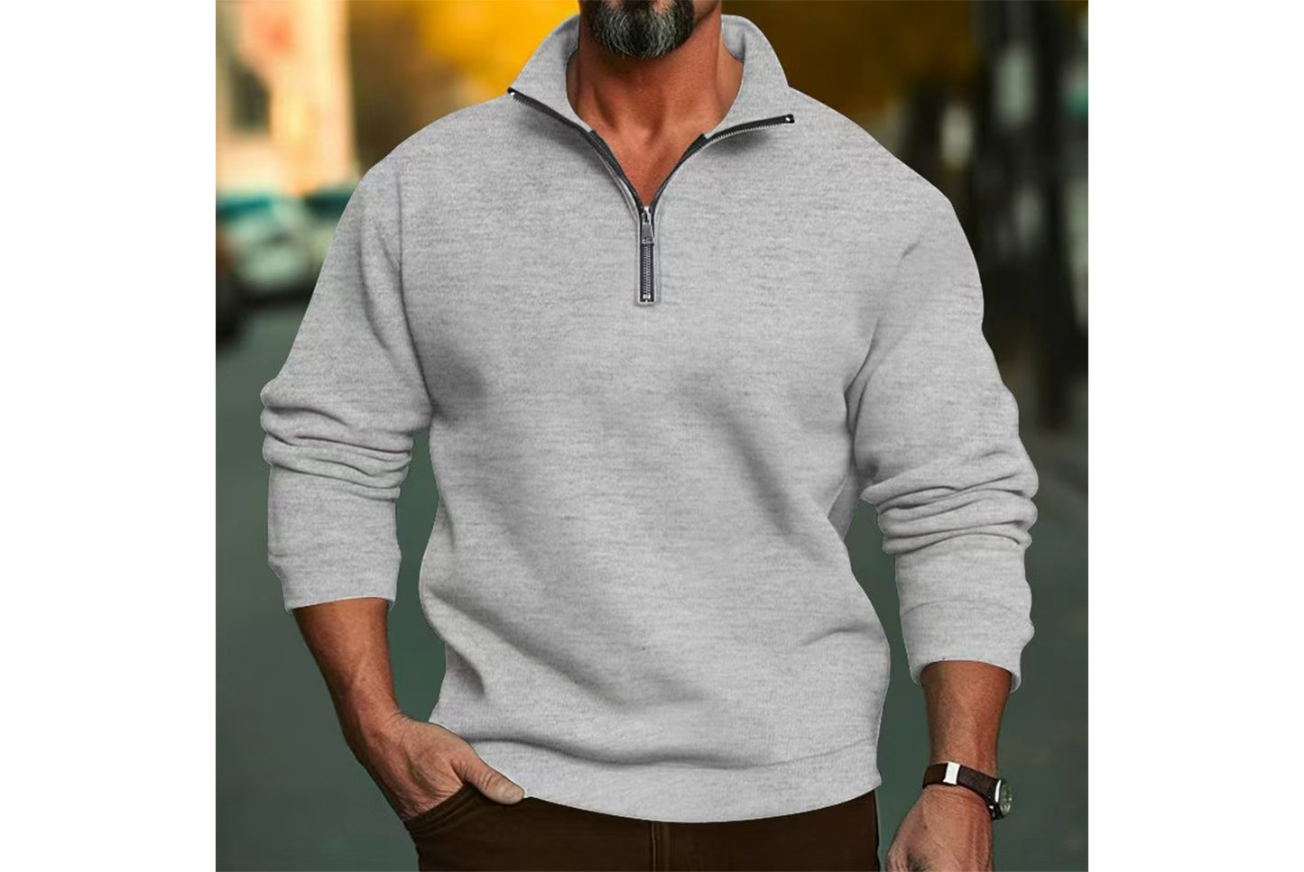 Stand Collar Half-Zip Fashion Sweatshirt Jacket