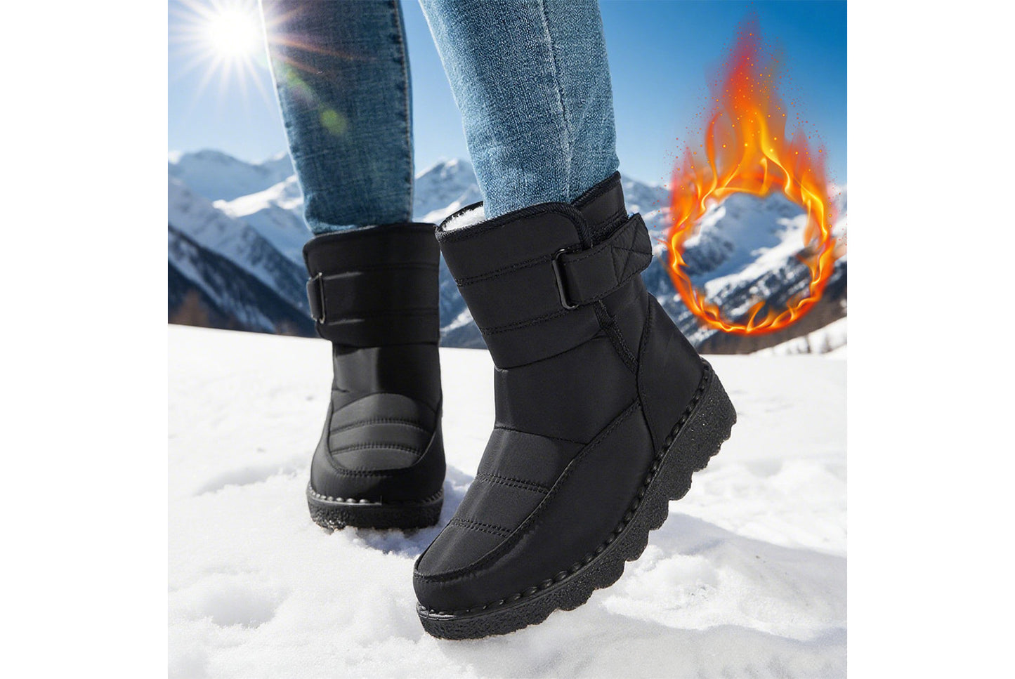 **Women's Waterproof Rabbit Fur Snow Boots**