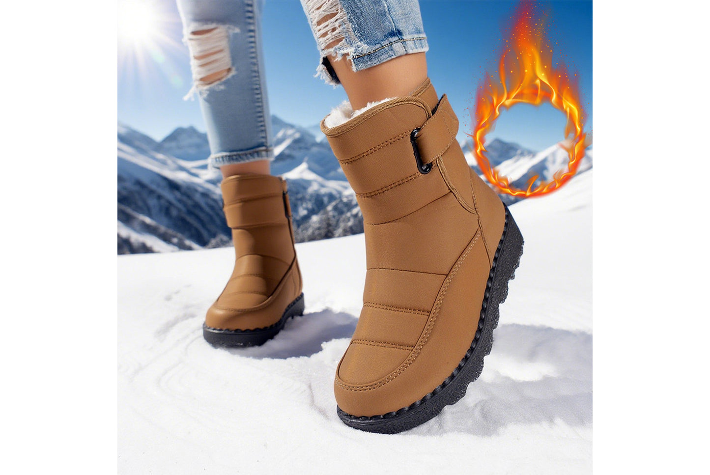 **Women's Waterproof Rabbit Fur Snow Boots**