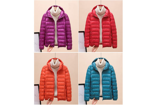 **Ladies short white duck down jacket (lightweight and warm)**