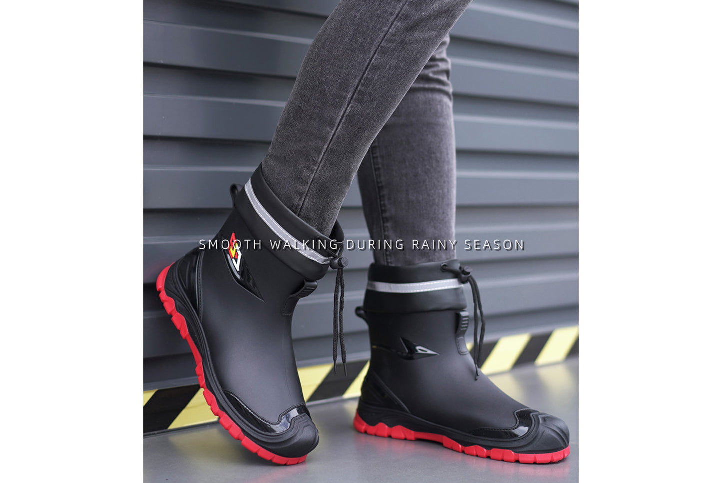 Men's Mid-Calf Fleece-Lined Non-Slip Rain Boots