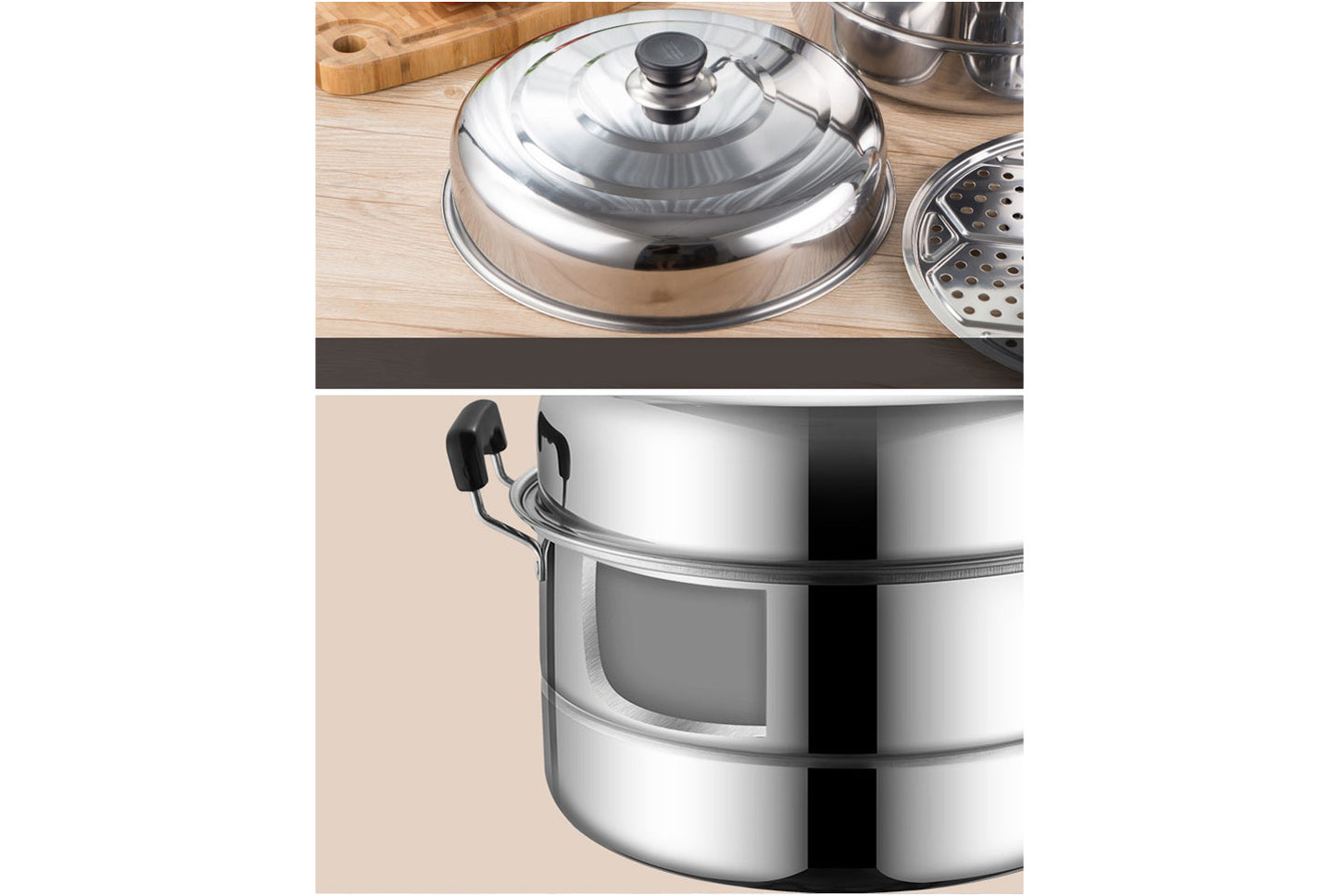**Multi-Layer Stainless Steel Steamer (Double/Triple Layer Available)**