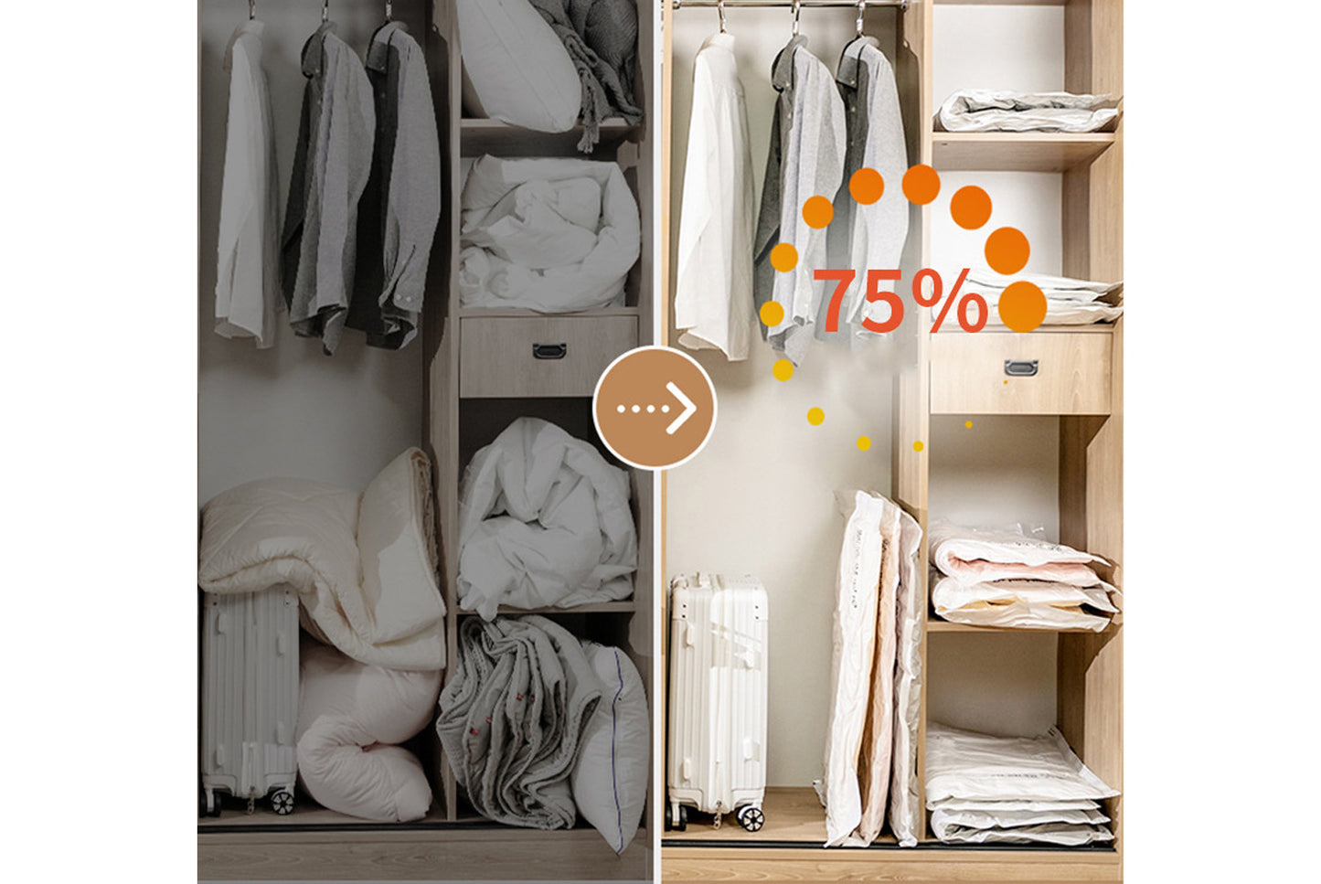 **Vacuum Compression Storage Bags (Large/Extra Large + Vacuum Pump Optional)**