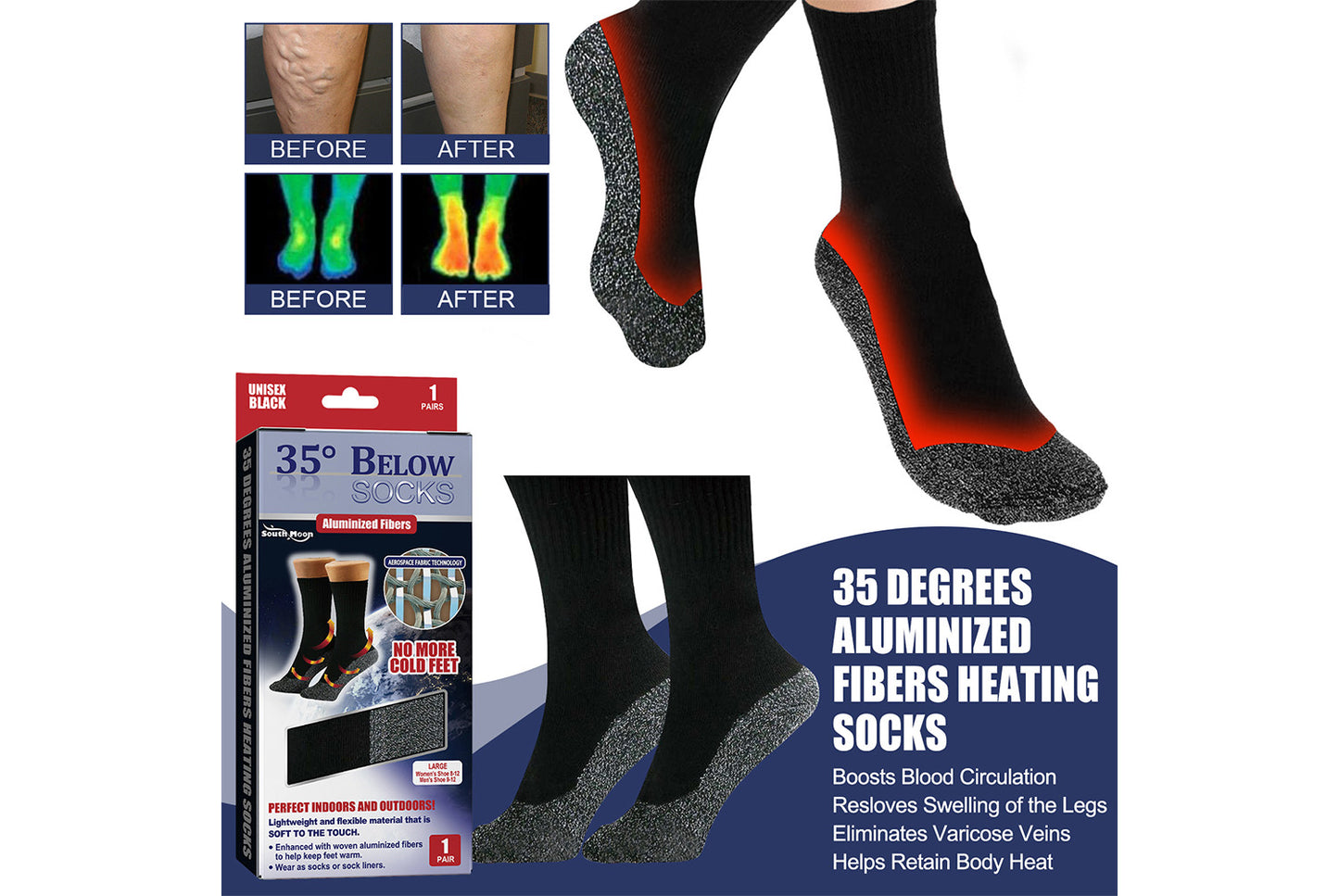 35°C Aluminized Fiber Heating Socks