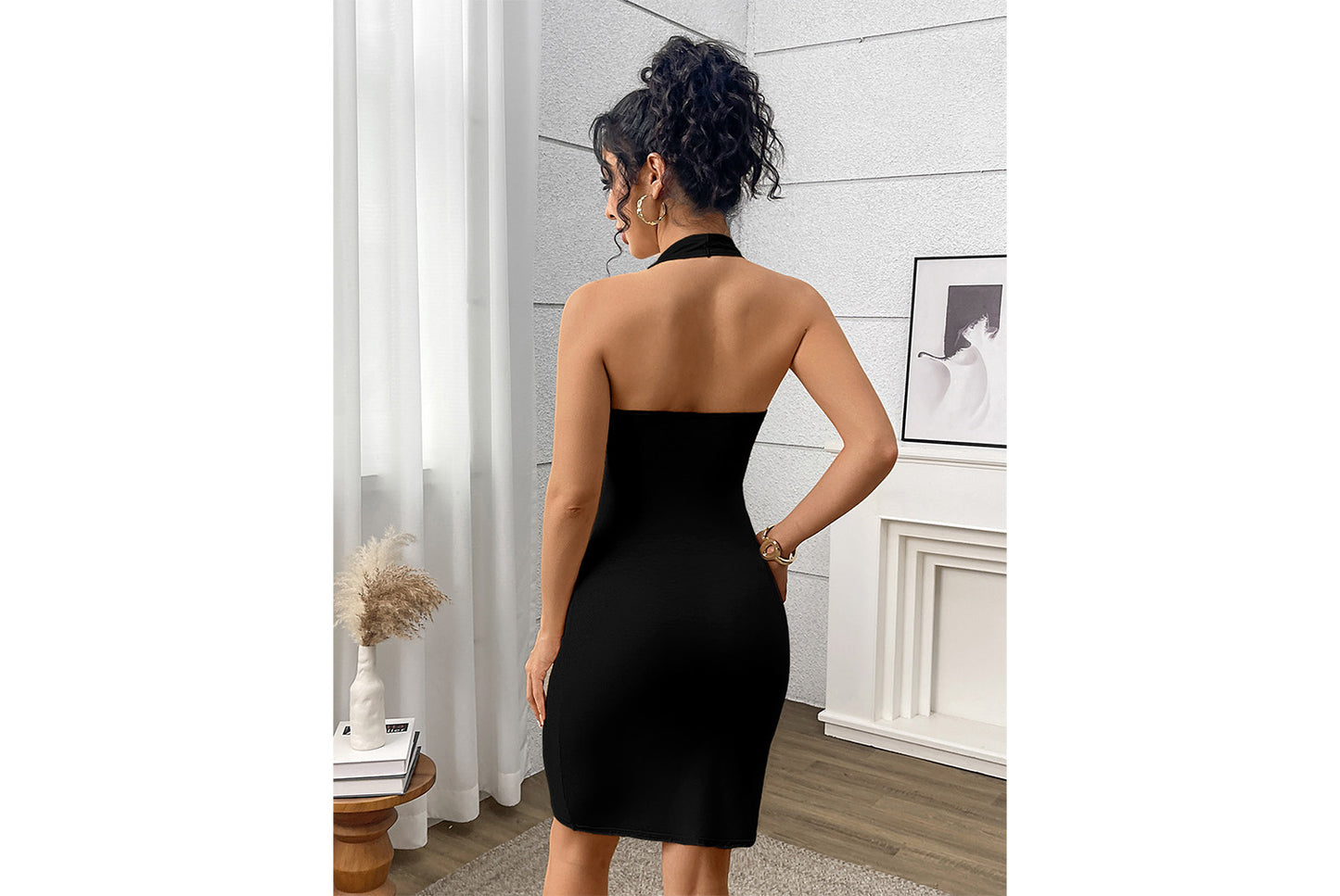 **Solid Color Slimming Dress, Waist-Lifting Slip Dress**
