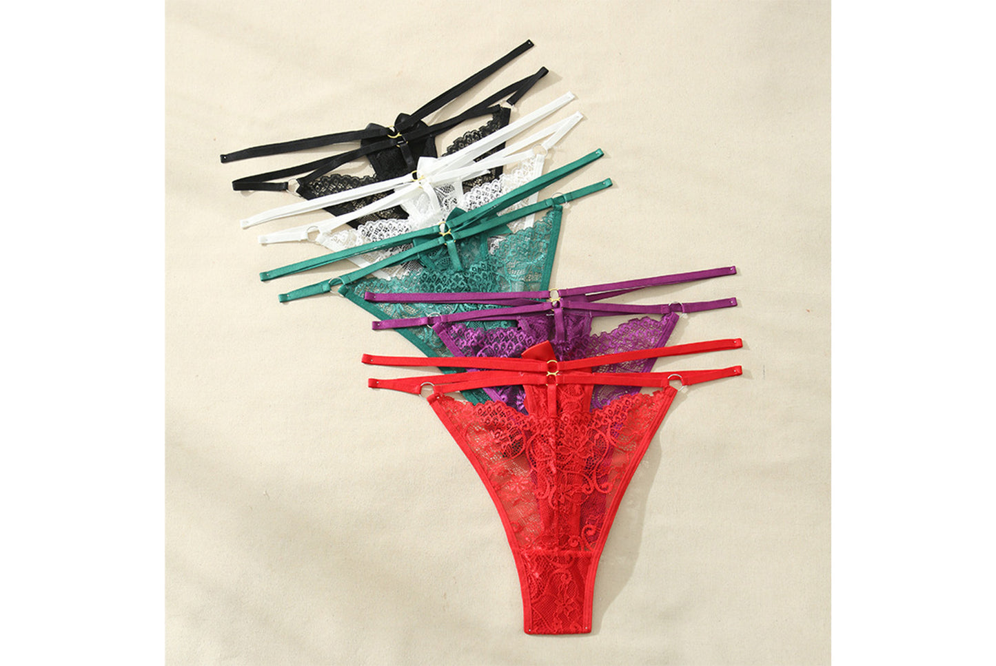 **Large Size Low-Rise Lace Thong Briefs for Women**