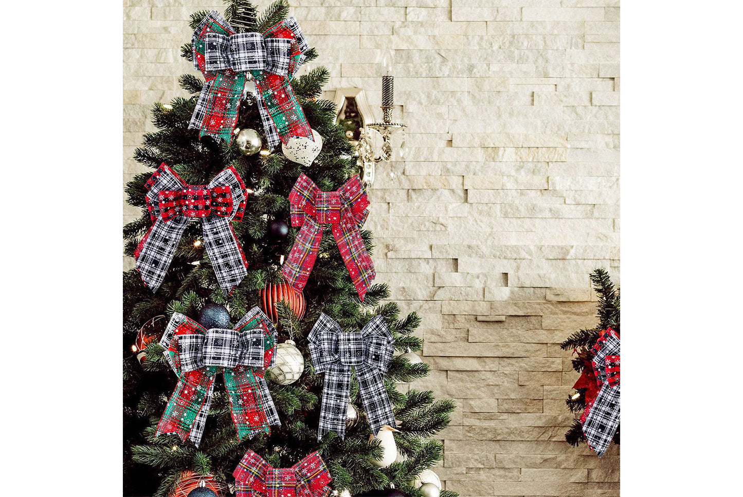 Christmas Snowflake Plaid Ribbon