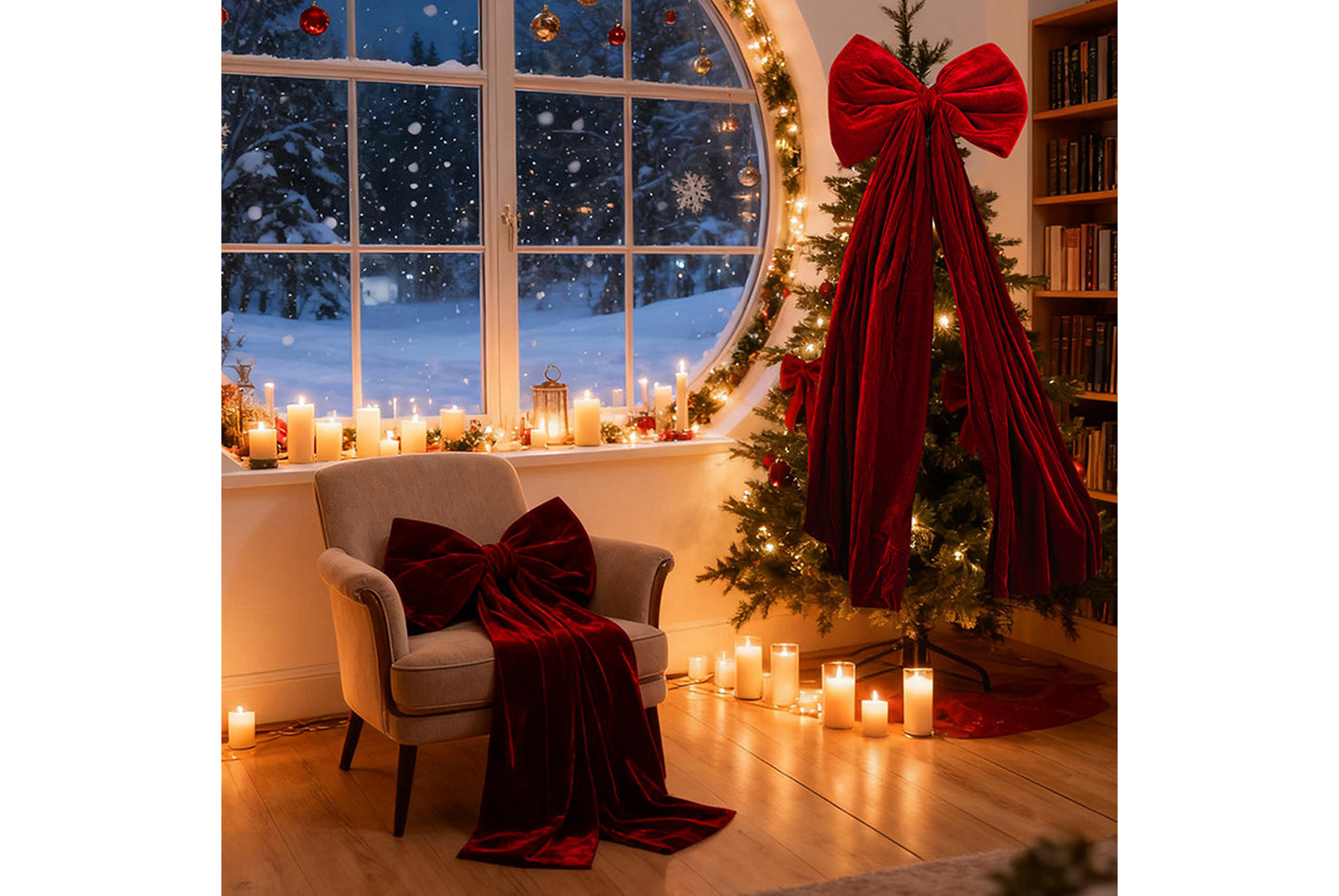 **Burgundy Fleece Christmas Bow Ornament (Multiple Sizes Available)**