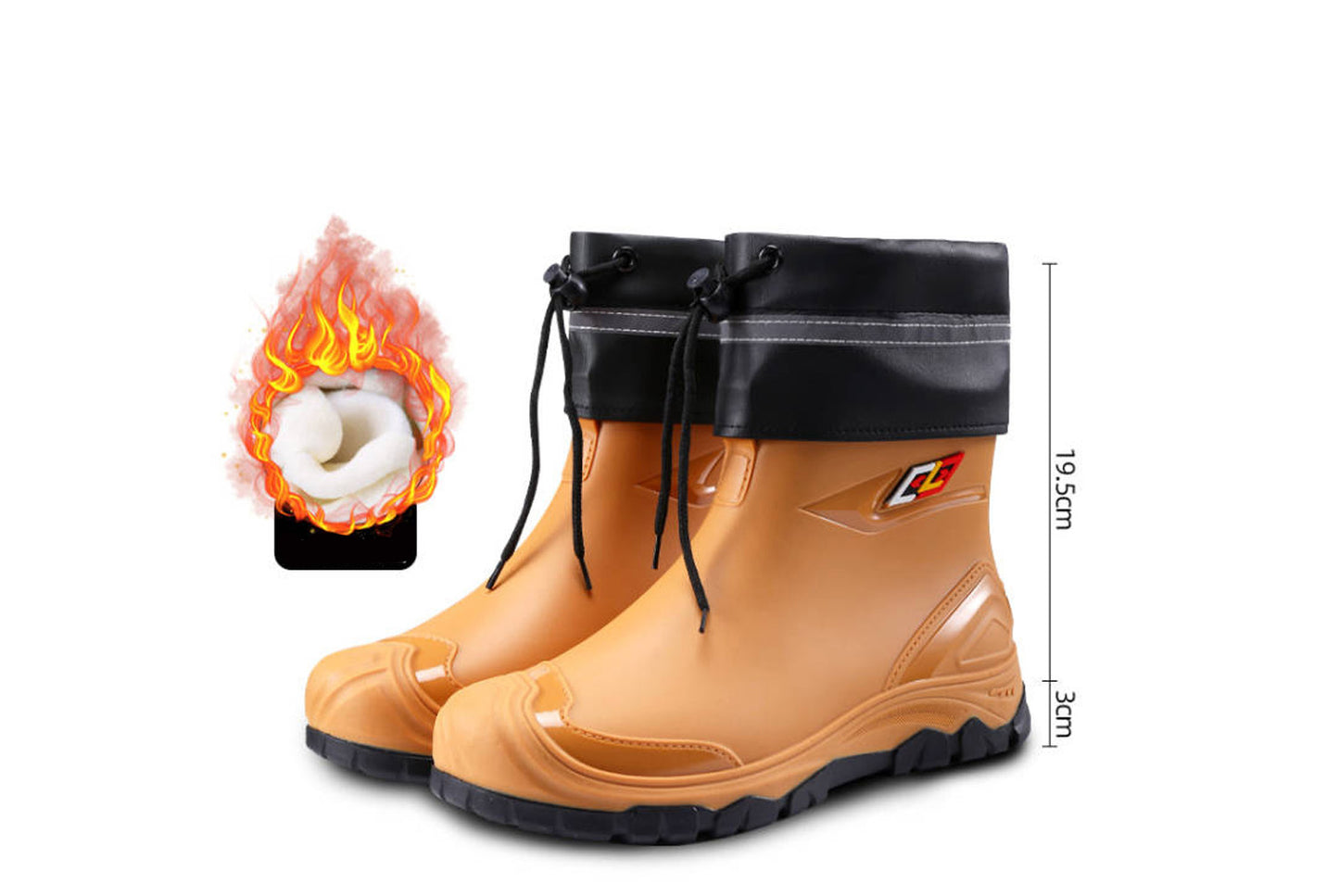 Men's Mid-Calf Fleece-Lined Non-Slip Rain Boots