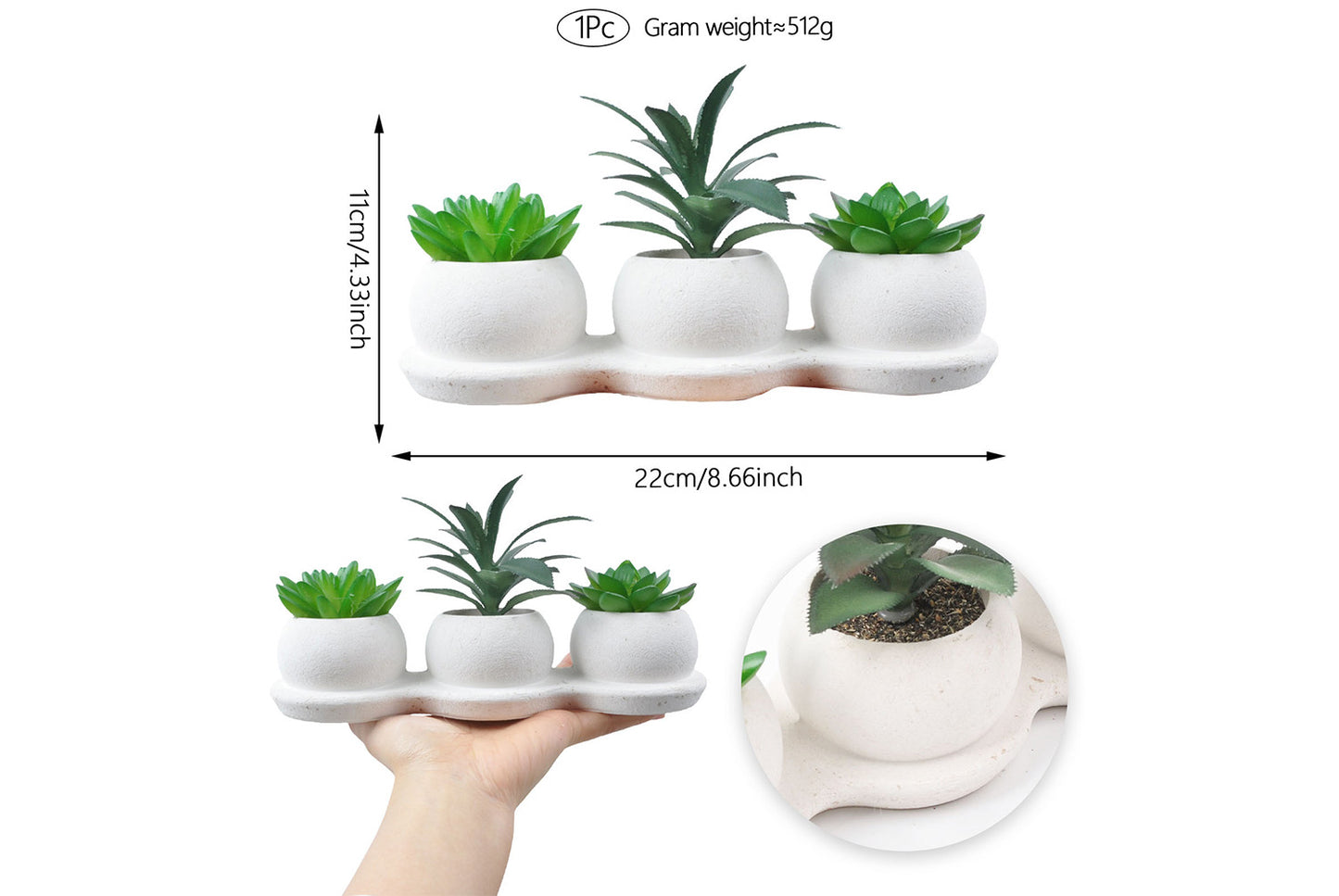 Halloween Simulated Plant Pots | Skull/White Pot/Succulent Series