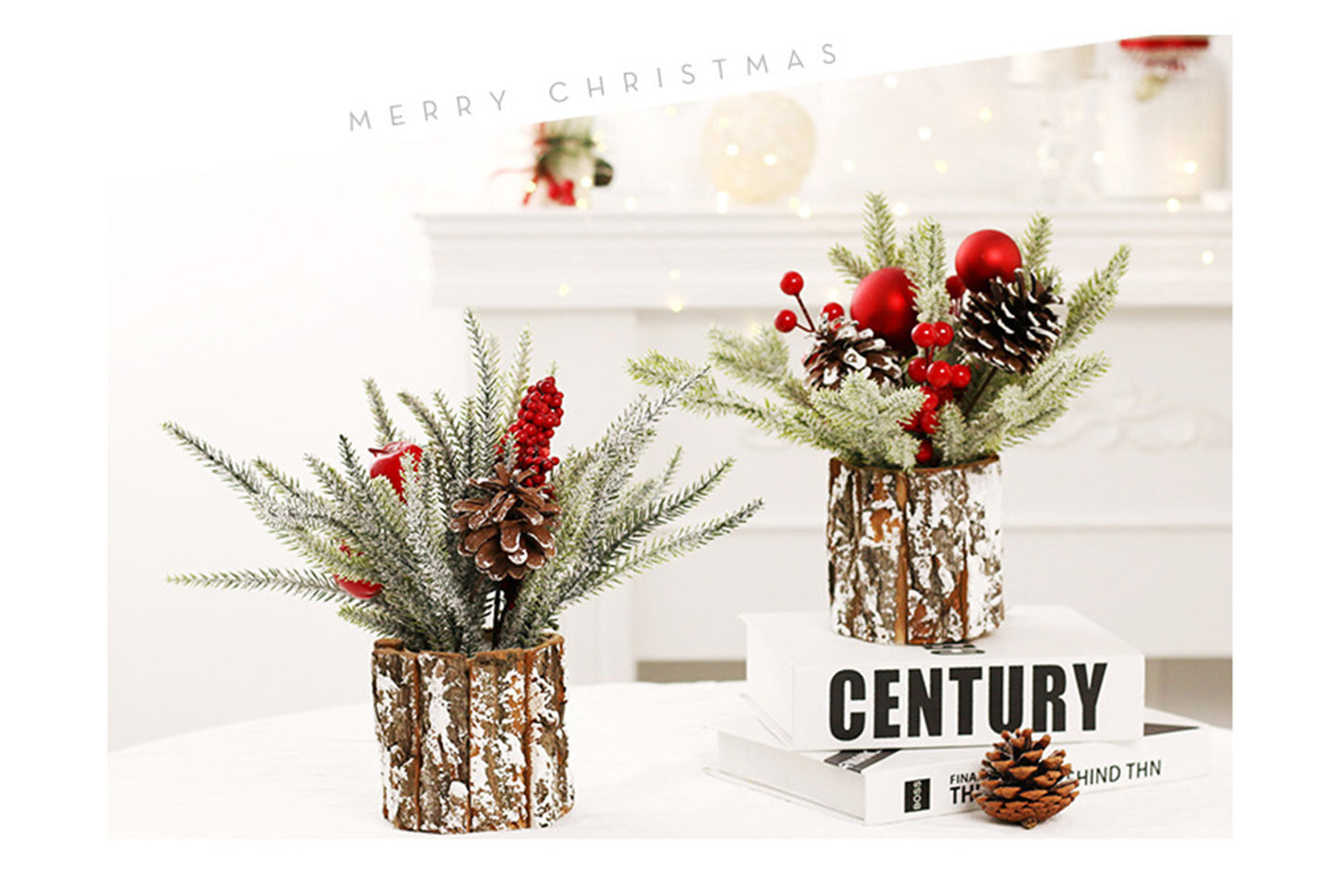 **25cm Flocked PE Simulated Mini Christmas Tree Ornament**