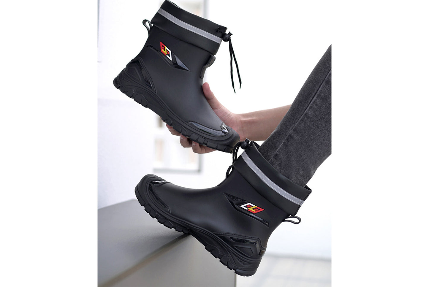 Men's Mid-Calf Fleece-Lined Non-Slip Rain Boots