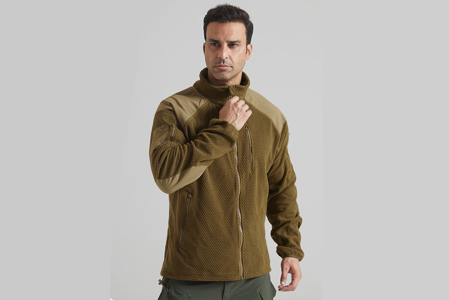 **Men's Tactical Fleece Jacket Stand Collar Liner**