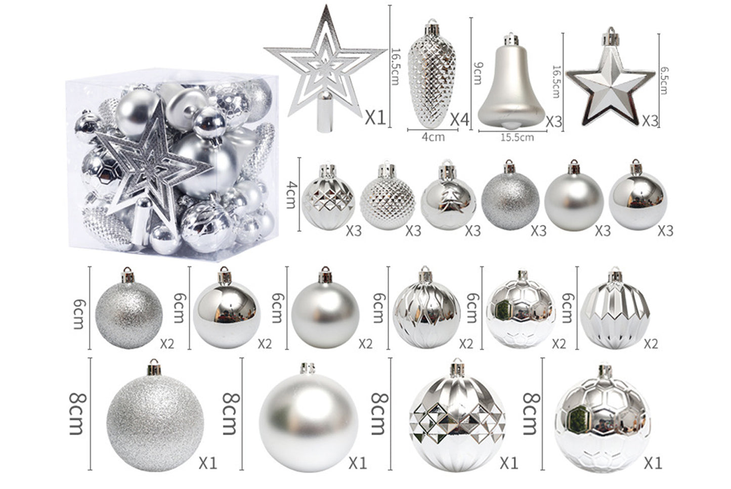 45-Piece Treetop Star Christmas Ball Set