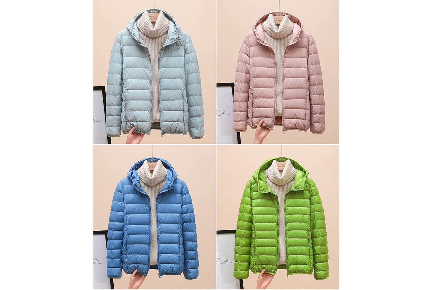 **Ladies short white duck down jacket (lightweight and warm)**