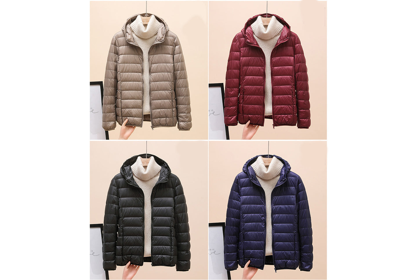 **Ladies short white duck down jacket (lightweight and warm)**