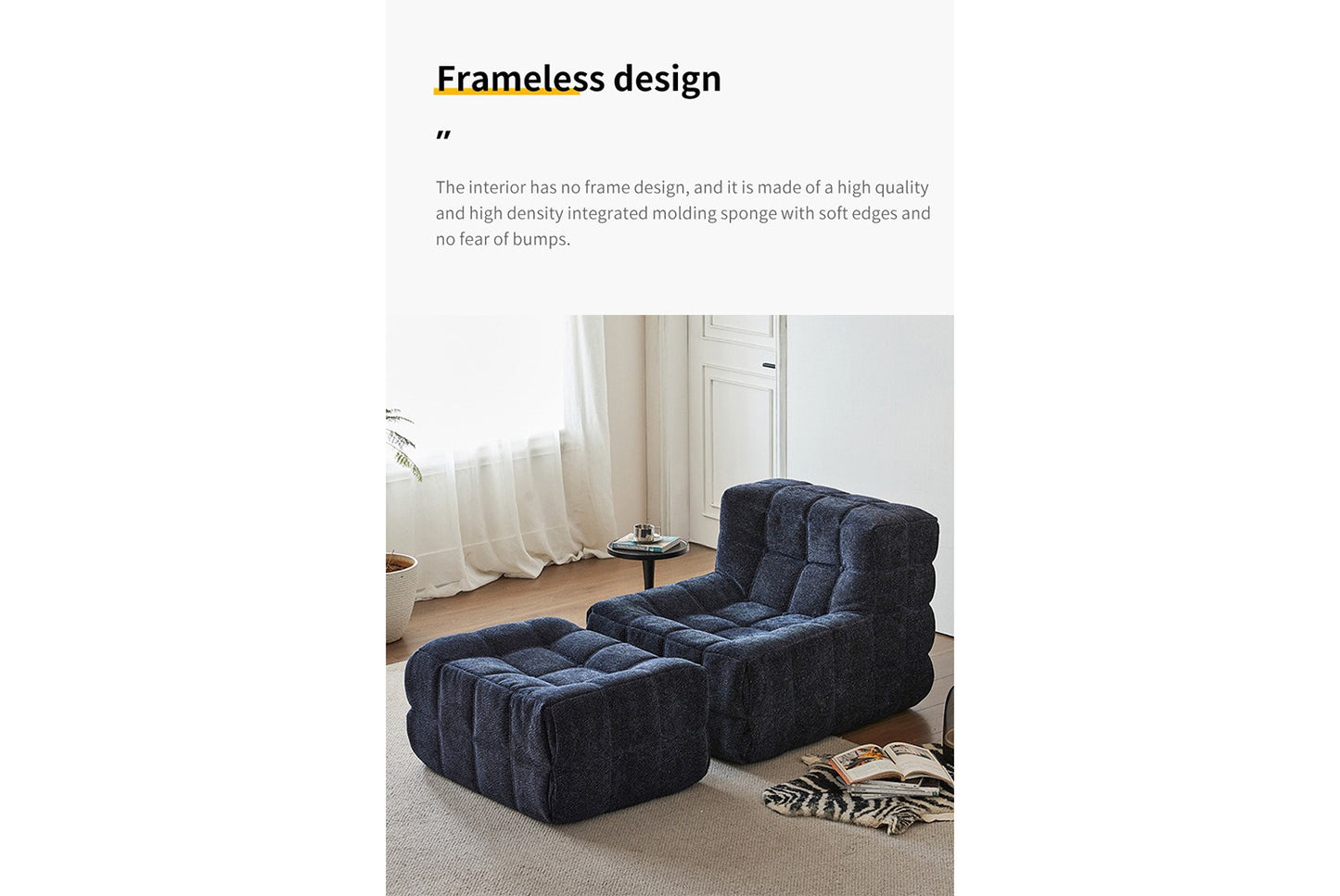 **Waffle Beanbag Chair (Single Reclining/Sleeping Chair)**