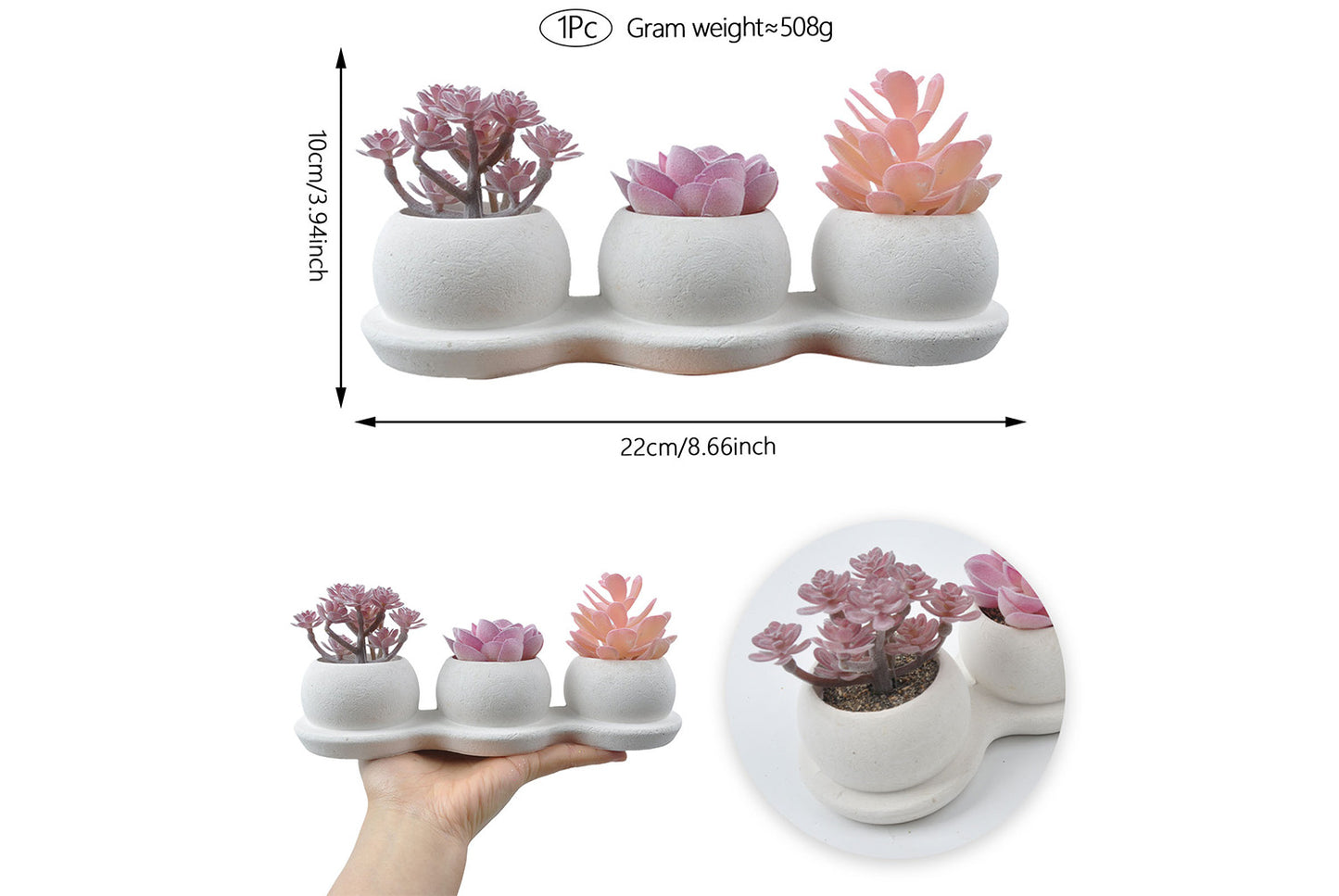 Halloween Simulated Plant Pots | Skull/White Pot/Succulent Series