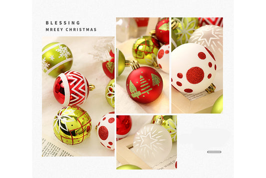 **16-Piece Red, Green, and White Christmas Ball Decoration Set**