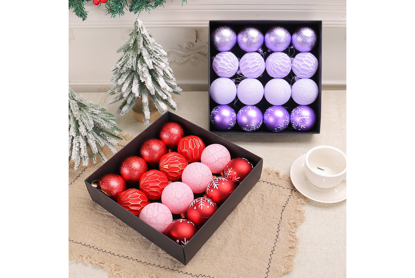 Painted Christmas Ball Pendant Set - Shaped Christmas Tree Decoration