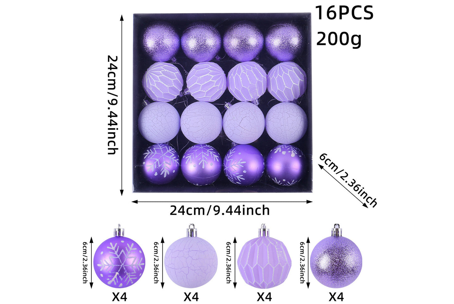 Painted Christmas Ball Pendant Set - Shaped Christmas Tree Decoration