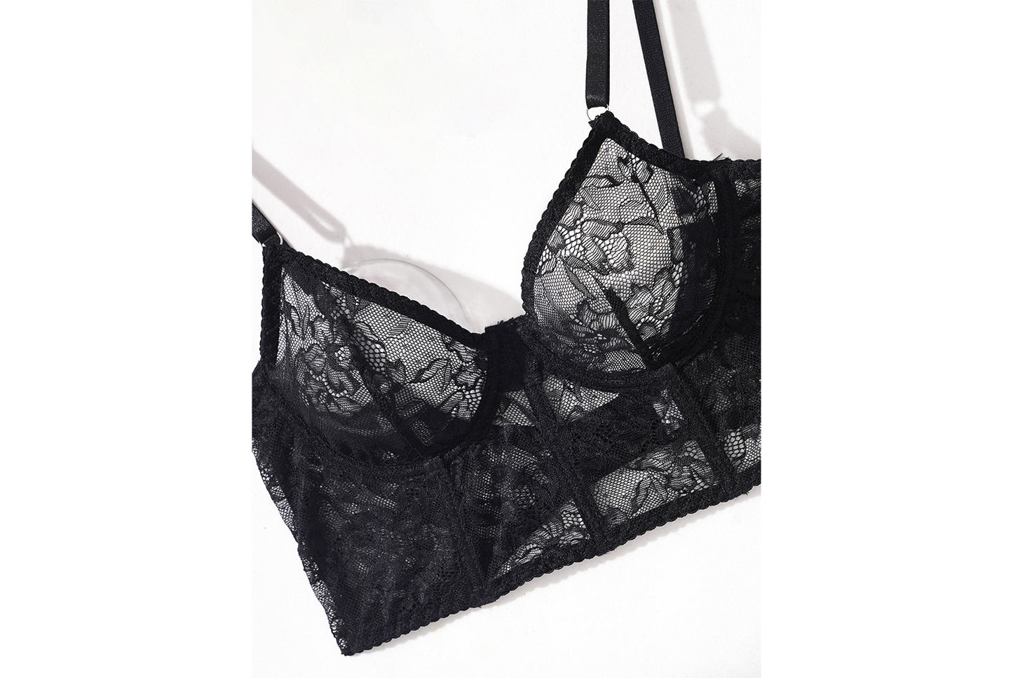 **Lace Floral Fishbone Bra Set - Sexy Sheer Two-Piece Bra**