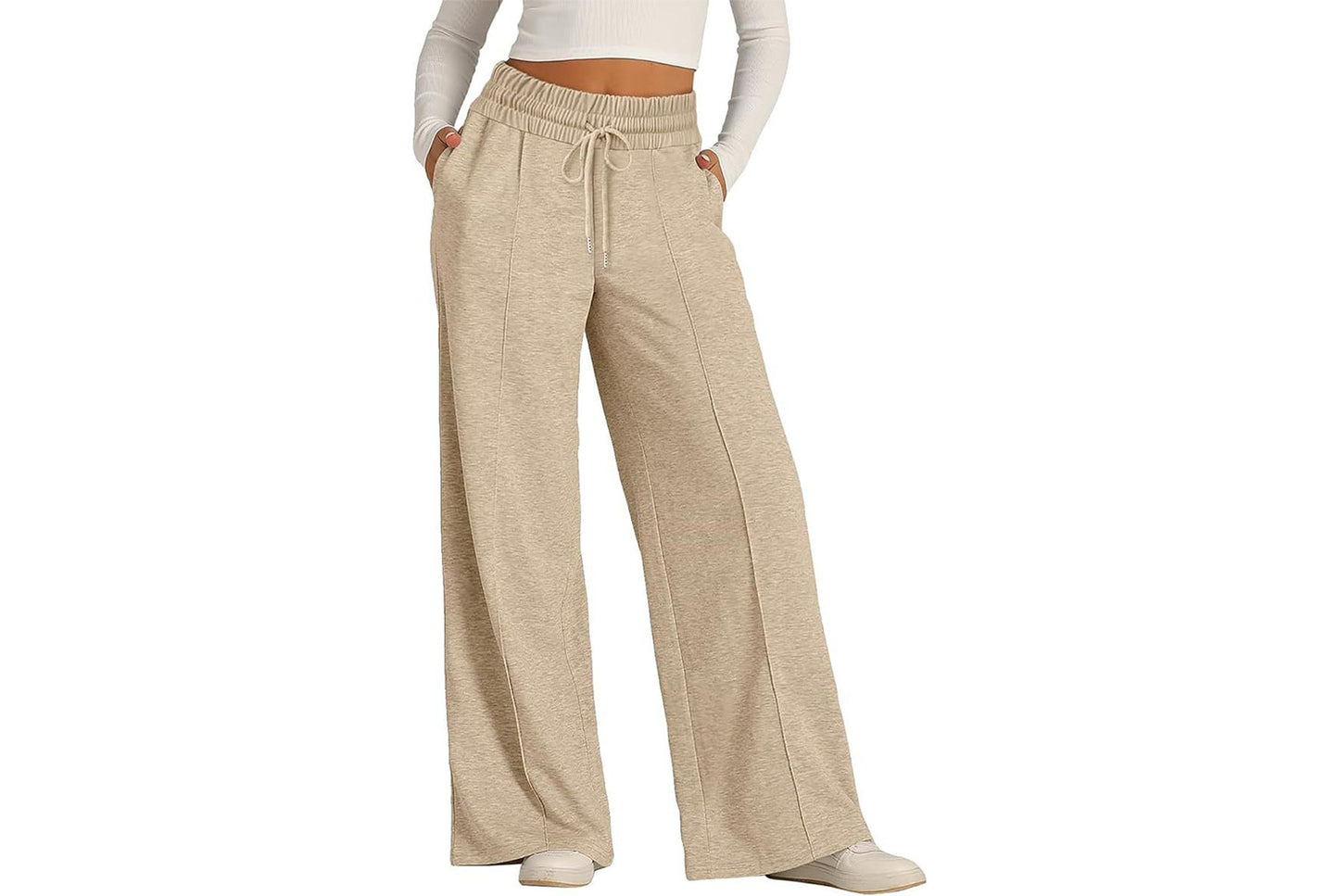 Women's Solid Color Casual Wide-Leg Sweatpants