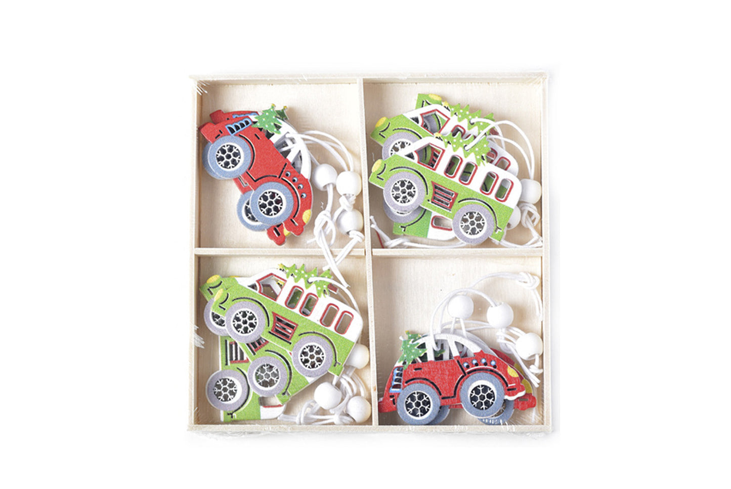 **Wooden Box Christmas Ornament Set - Holiday Decorations**