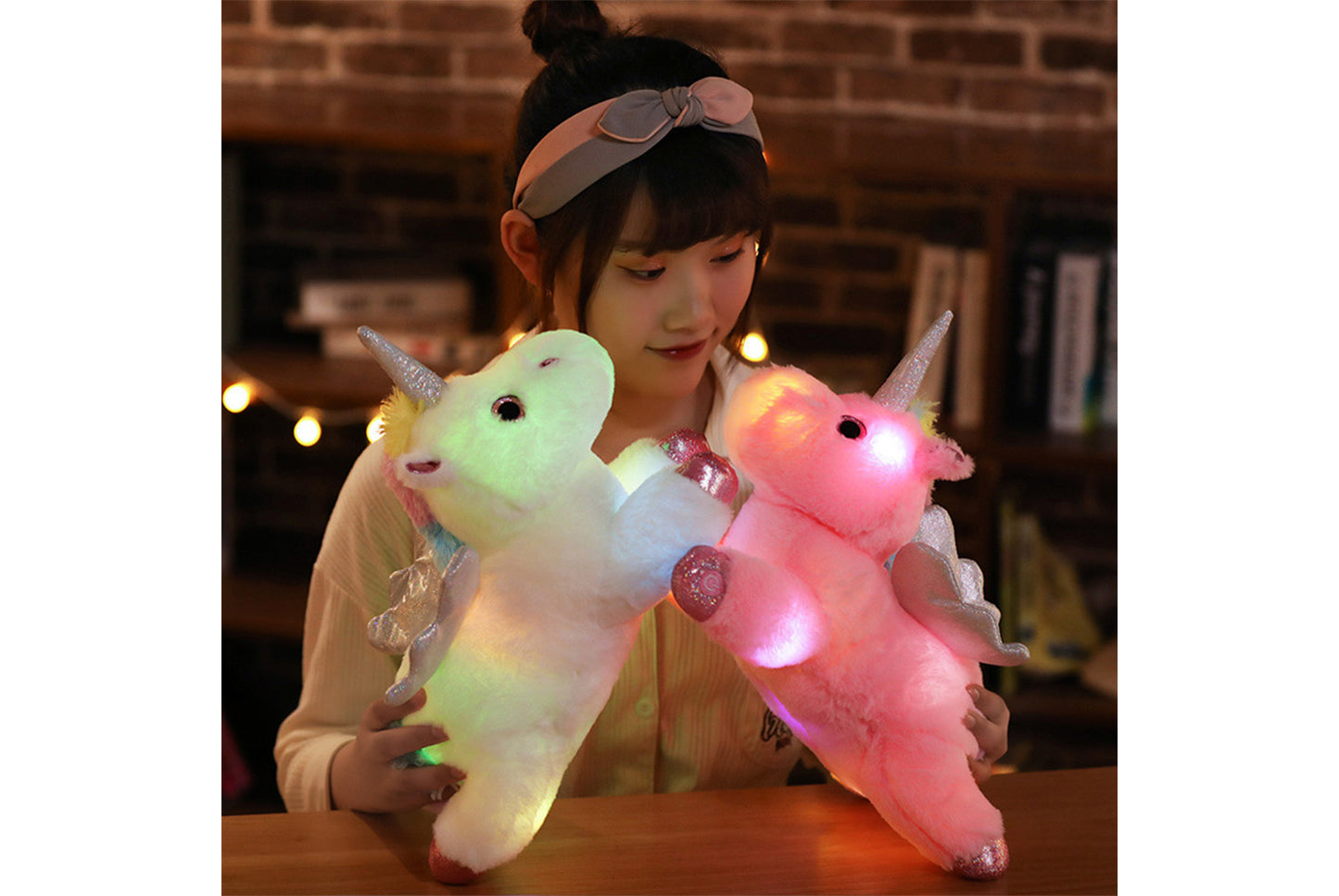 *Colorful Light-Up Unicorn Plush | Soothing Plush Toy Pillow for Girls**
