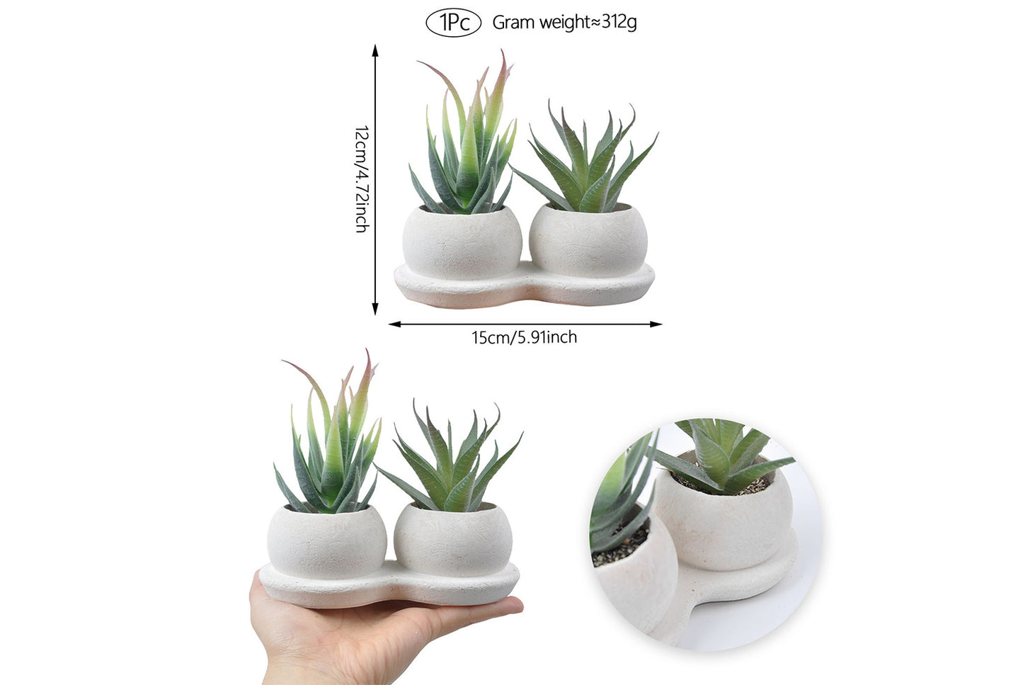 Halloween Simulated Plant Pots | Skull/White Pot/Succulent Series