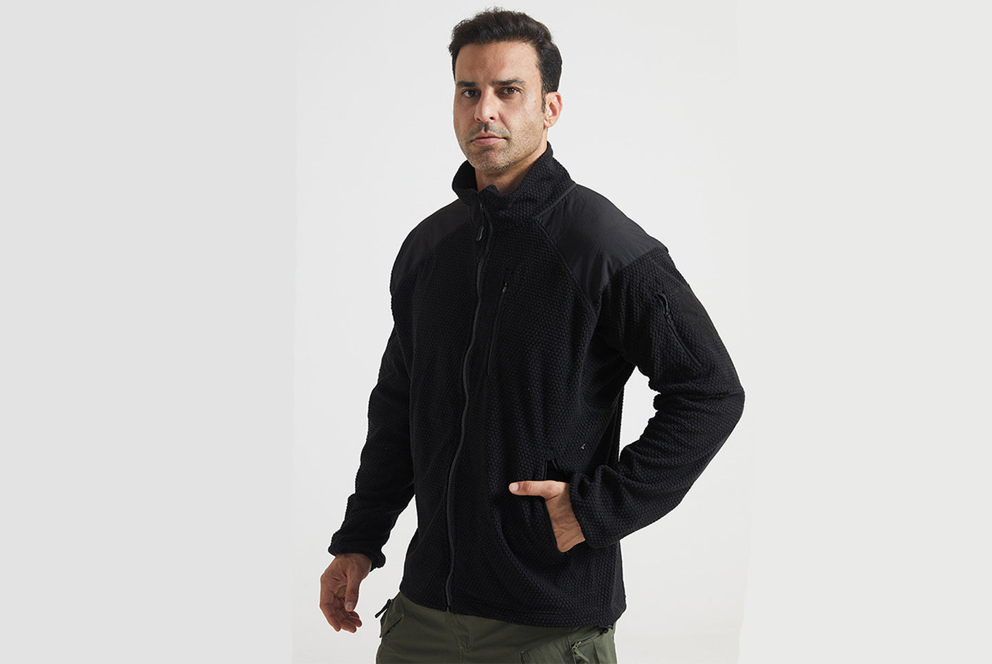 **Men's Tactical Fleece Jacket Stand Collar Liner**