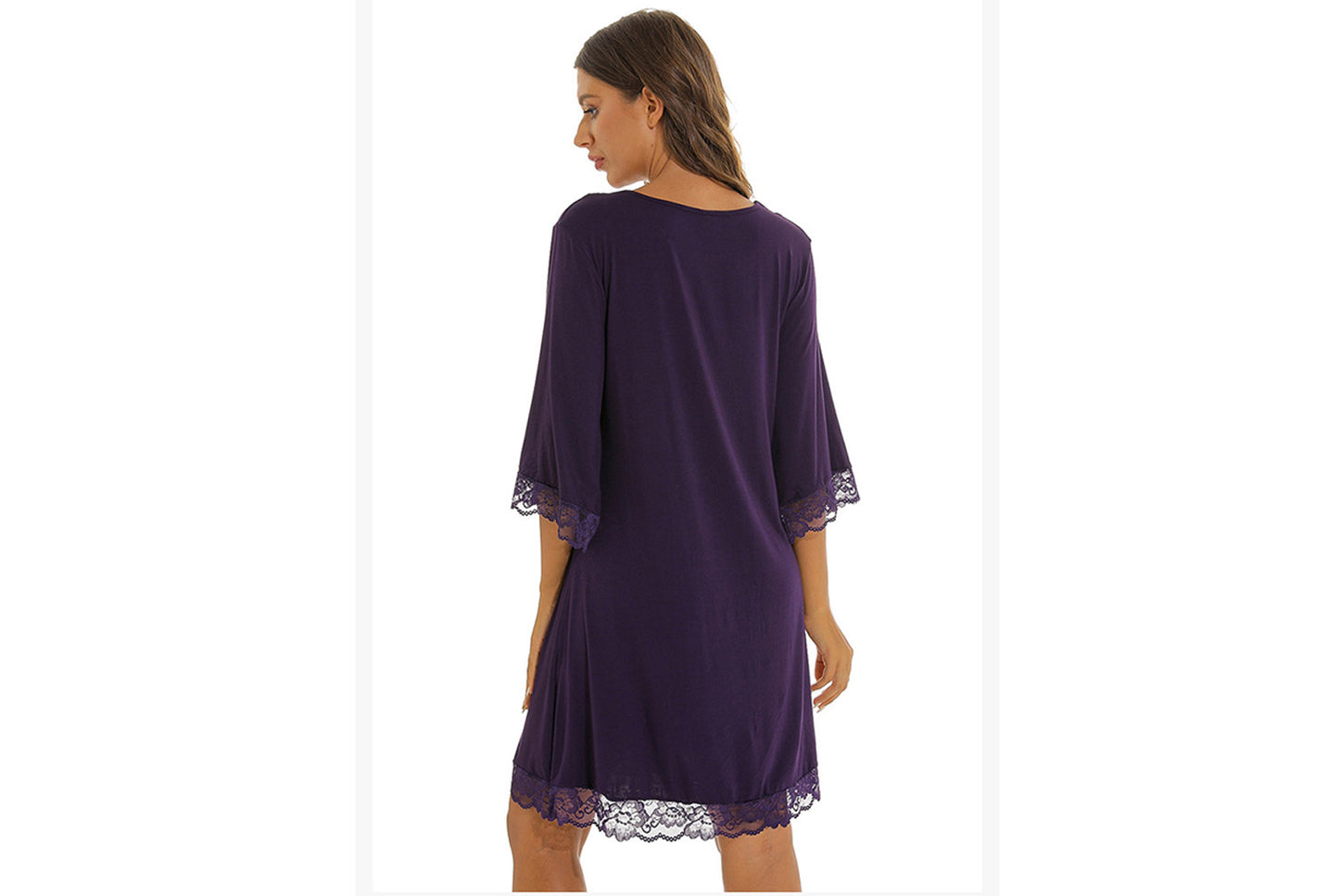 **Women's Sexy Lace V-Neck Cotton Loungewear Pajamas**