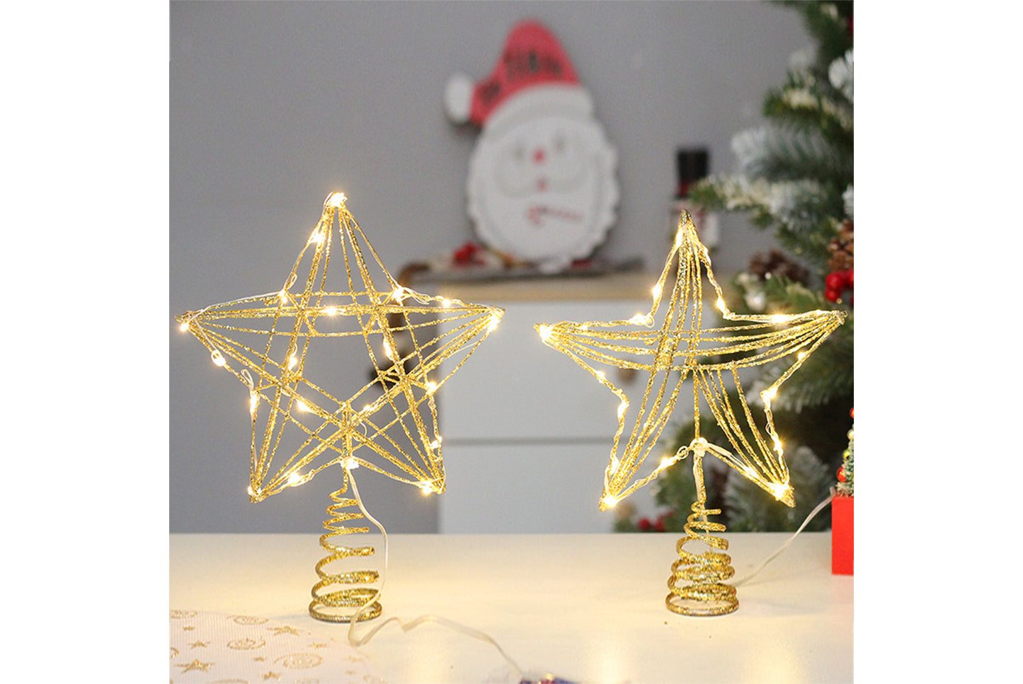 Iron Glitter LED Light-Up Tree Star