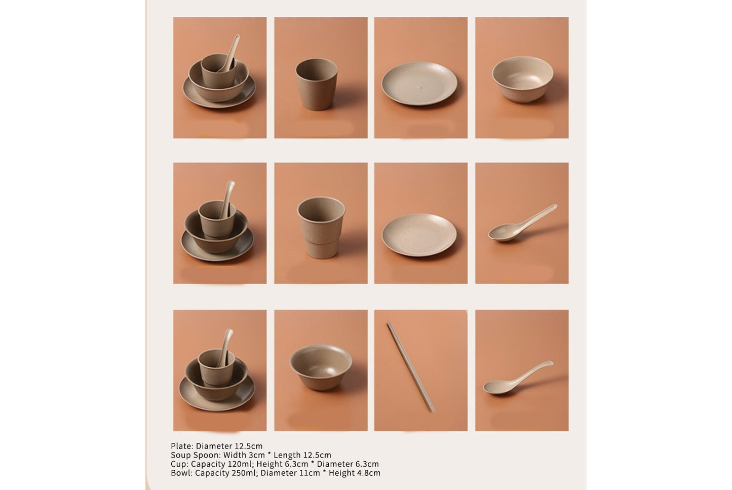 **Eco-friendly Rice Husk Dinnerware Set (Multiple Sizes Available)**